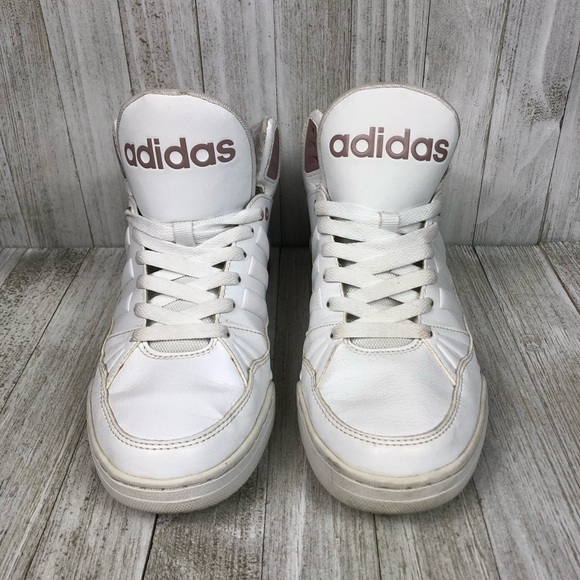 Adidas Womens 7.5 Play9tis Hi-Top Sneaker White Cheetah Leopard Animal Print - Picture 2 of 7